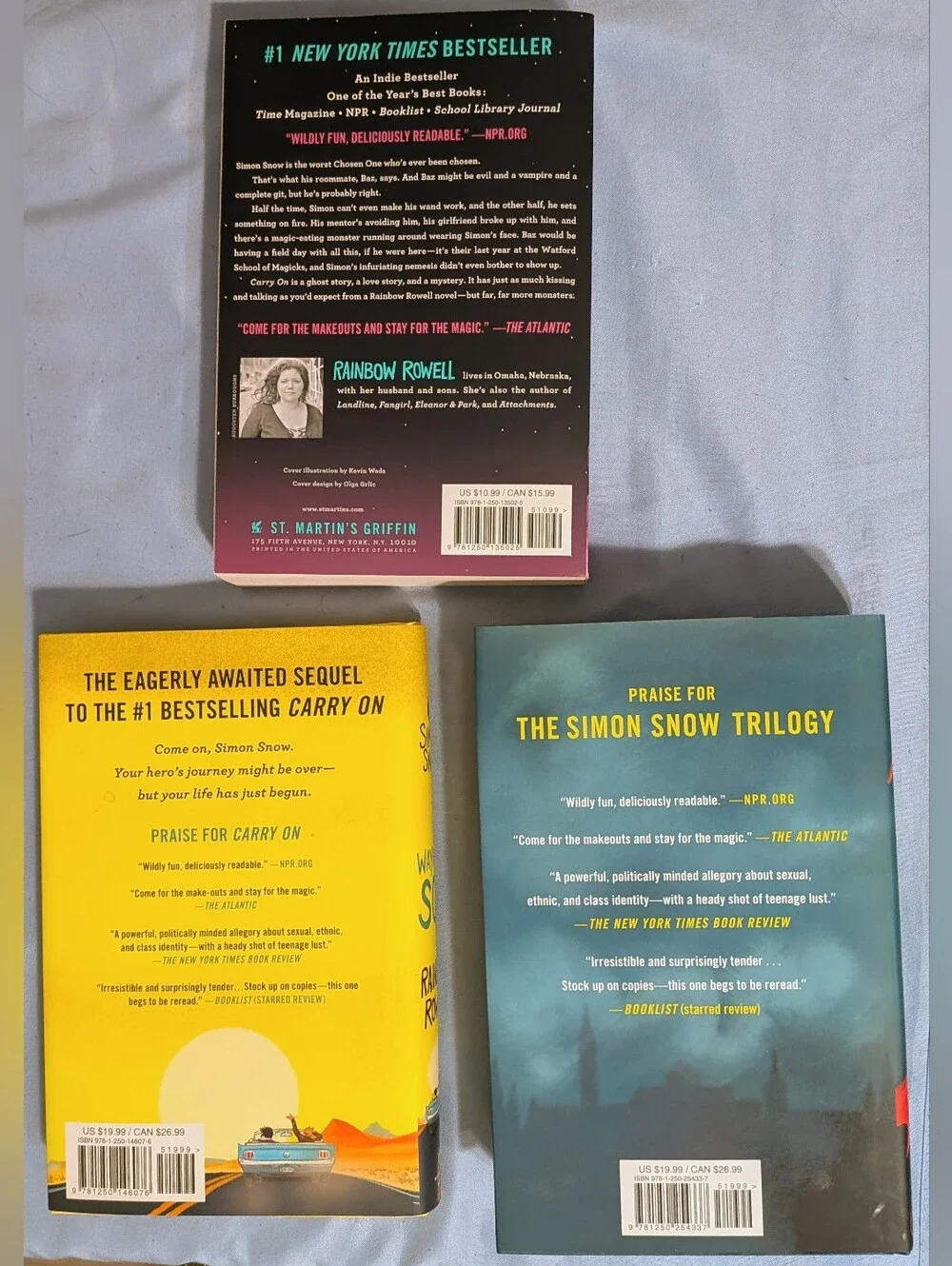 Rainbow Rowell Complete Simon Snow Trilogy Carry On Wayward Son Any Way The Wind